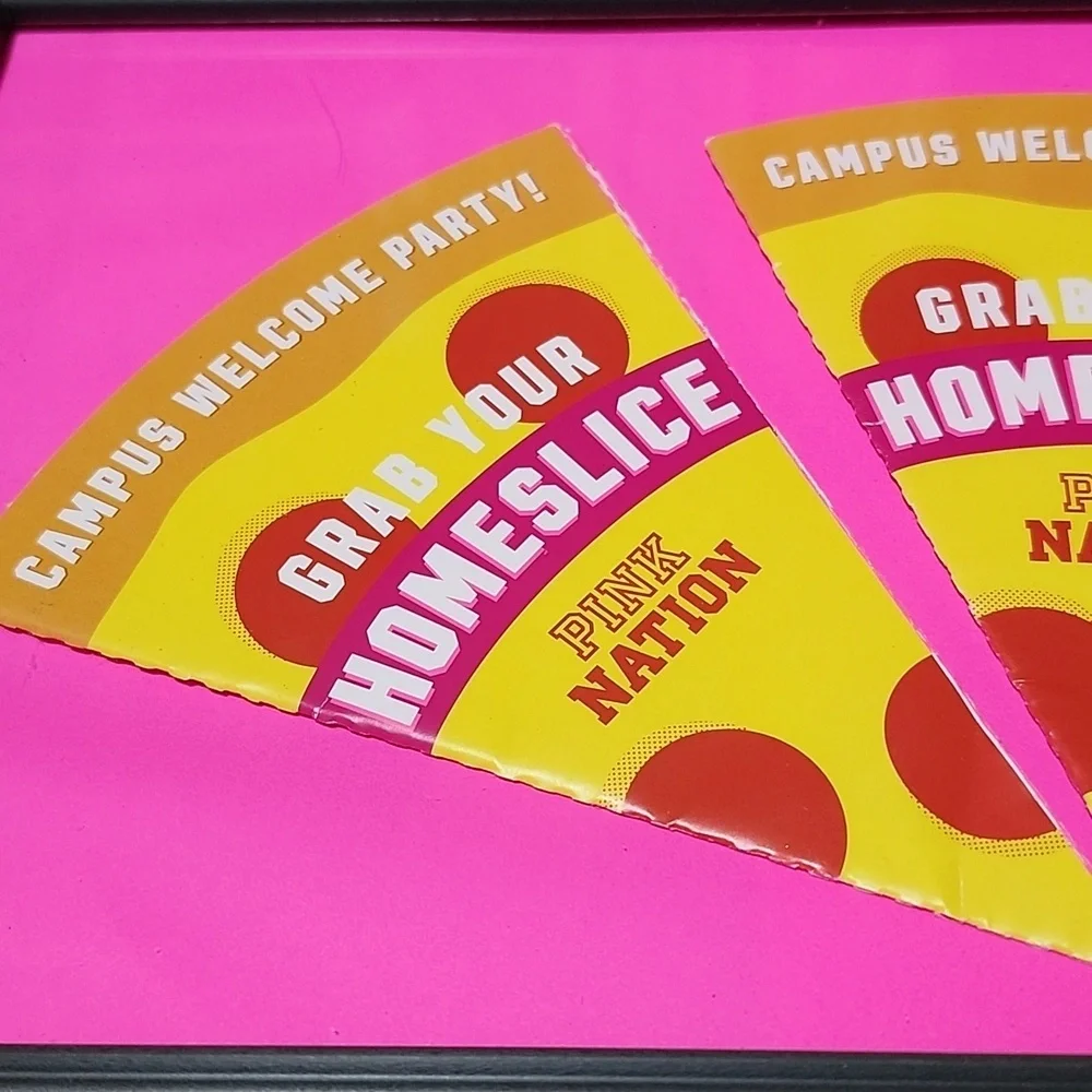 VINTAGE VS PINK FRAMED PROMOTIONAL ADVERTISING PINK NATION PIZZA PARTY WALL ART